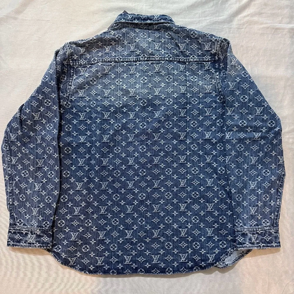 Louis Vuitton Blue Denim Print Lapel Button-Down Shirt - Picture 5 of 5
